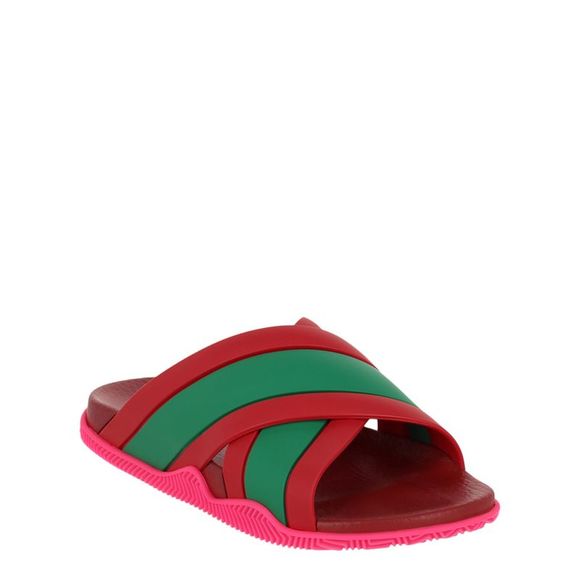 Gucci Rubber Web Striped Sandals - Picture 2 of 6